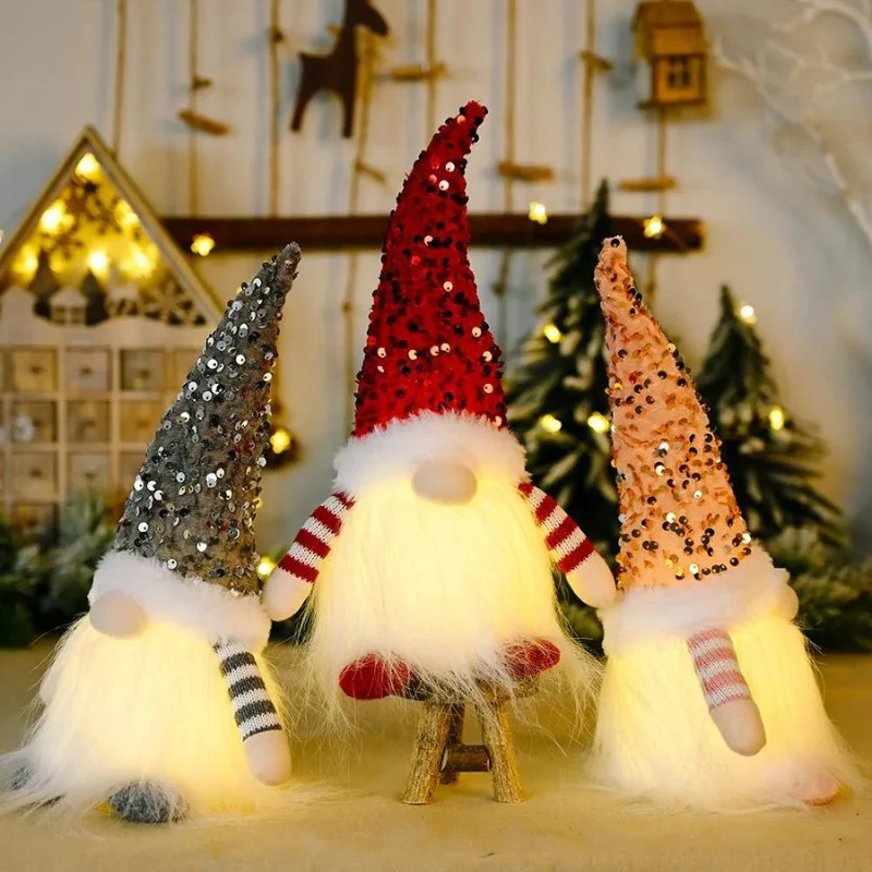 3 Boneco Gnomo Iluminado Natal