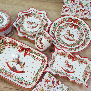 Conjunto de Porcelana Natalino com 9 Peças