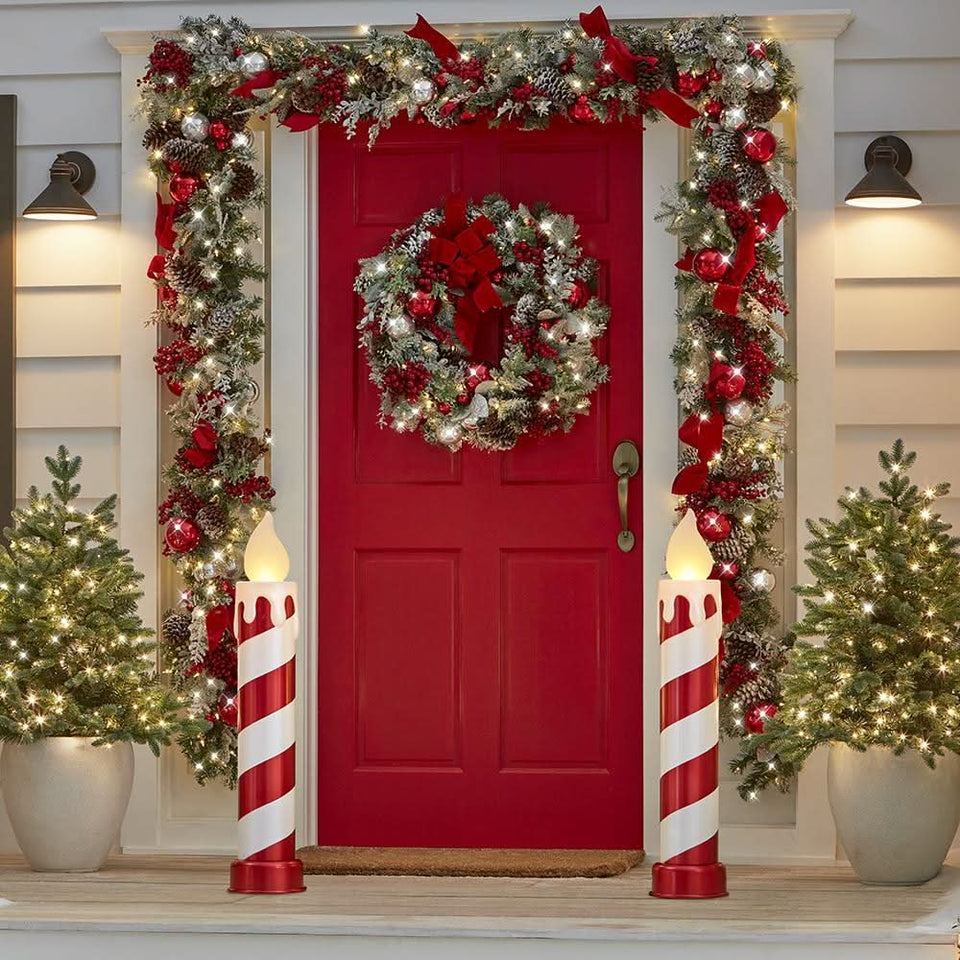 Conjunto de Velas de Bastão de Doces Cintilantes com LEDs – 91 cm