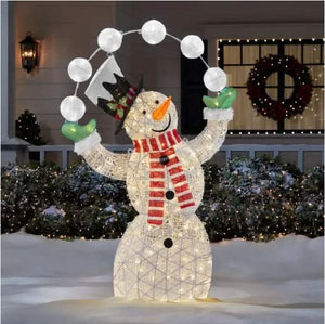 Boneco de Neve Iluminado com 156 LEDs Branco Quente – 1,82 m