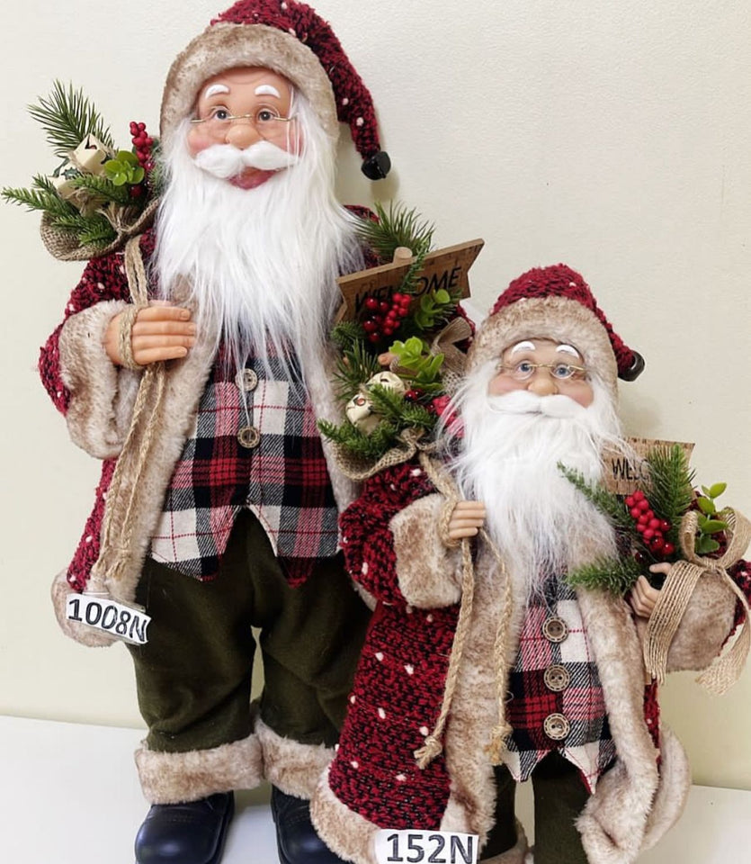 Kit com 2 Papais Noéis Decorativos – 30cm e 40cm