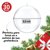 30 Bolas De Natal Esfera Acrílica para fotos e lembrancinhas 6,5cm