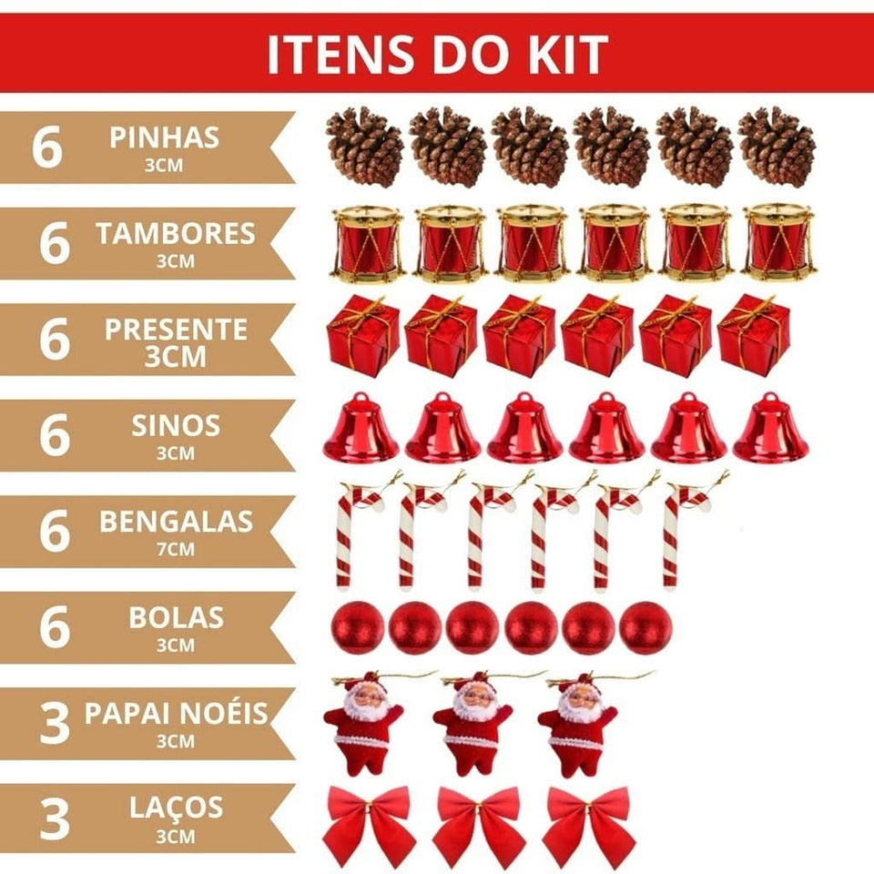 Kit 43 Enfeites Para Árvores De Natal Decoração Estrela Bolinha