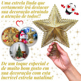 Estrela 24cm Brilhante Aramada Com Glitter Para Árvore De Natal Metalizado