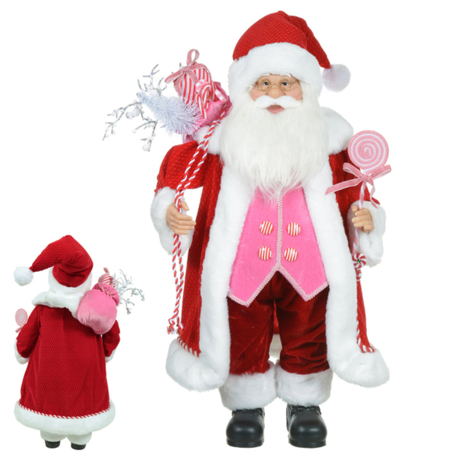Papai Noel Vermelho e Rosa 60cm