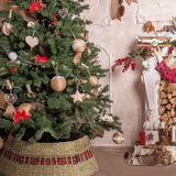 Saia Árvore de Natal Base Rústica com Xadrez 60x40x20cm