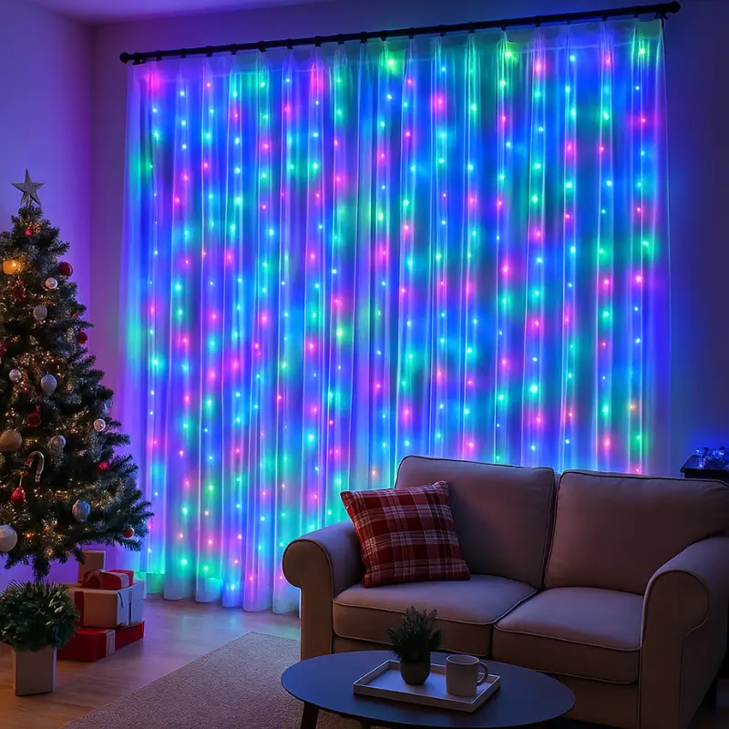 Pisca Pisca Cortina LED com Controle Remoto e 8 Modos de Luz